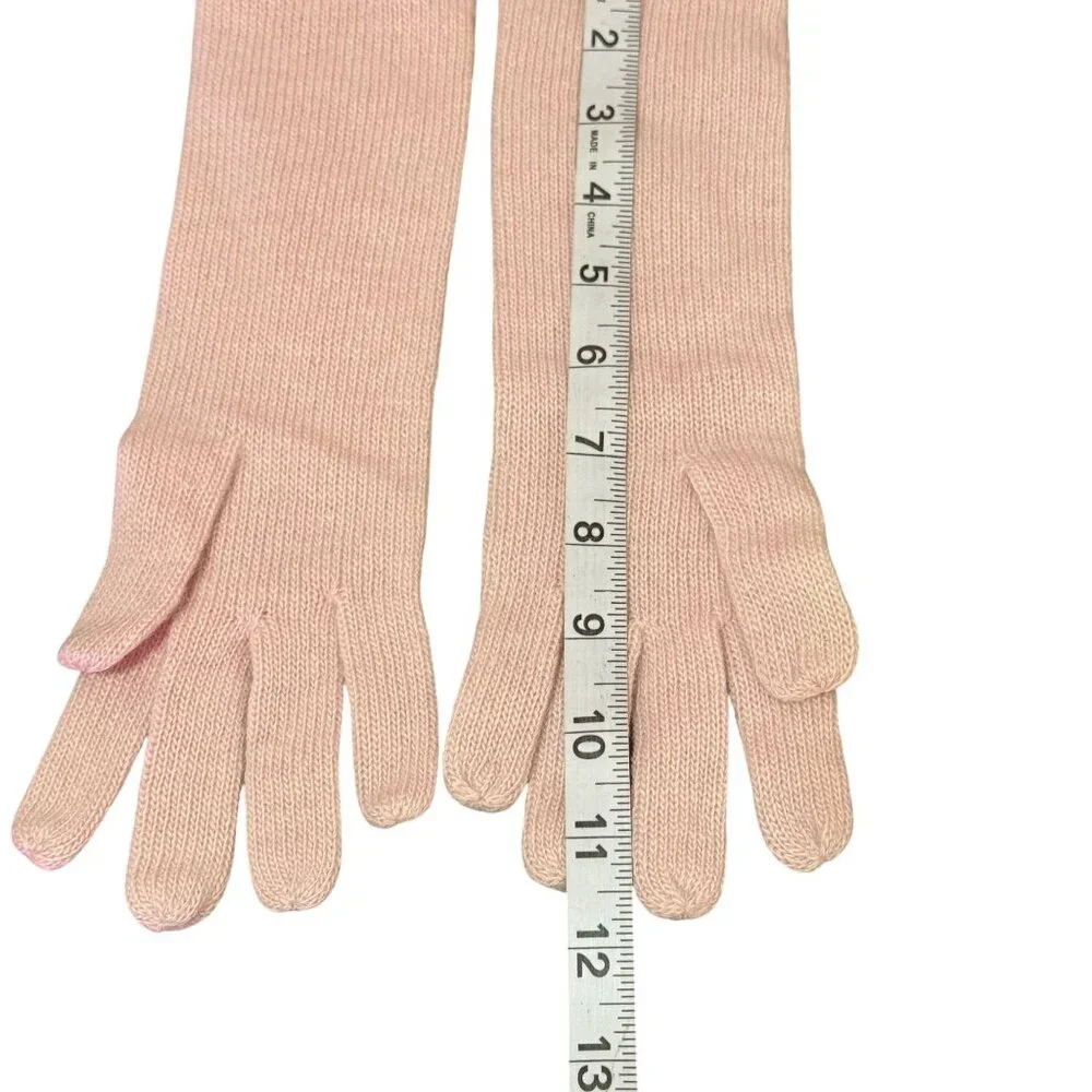 Vintage Portolano Womens Pink Knit Cashmere Gloves Stretch Fit Size 7